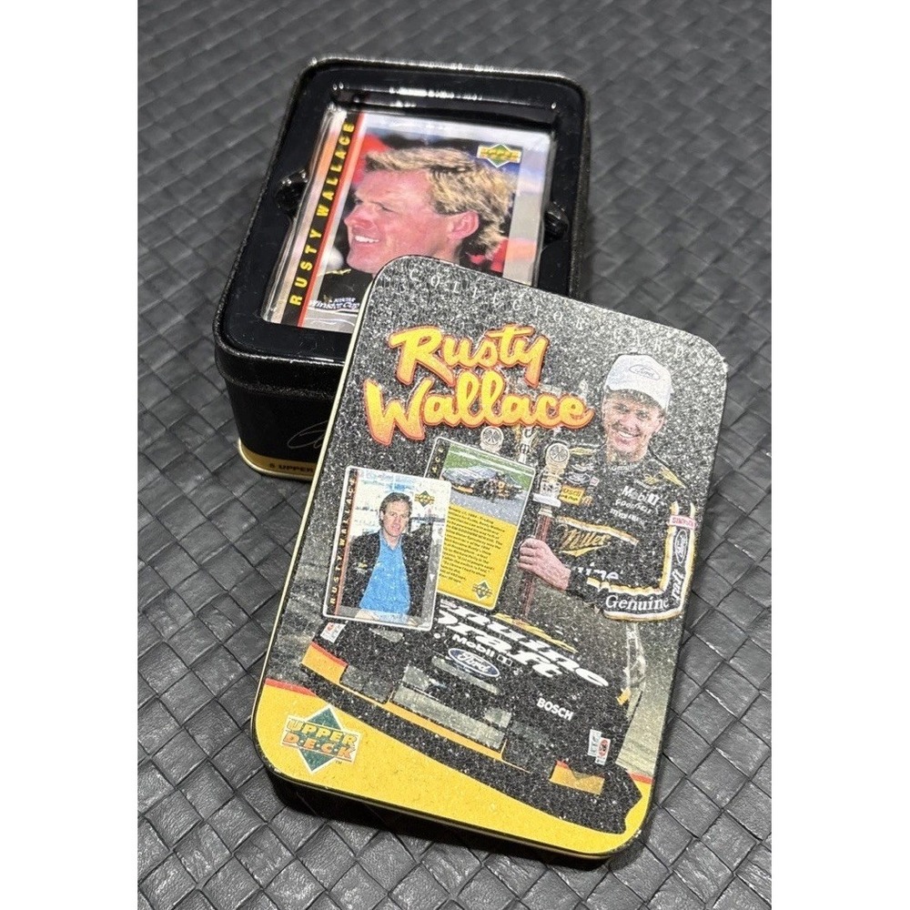 1995 Upper Deck Rusty Wallace Tin With 5 Metal Cards. Cards 1-5